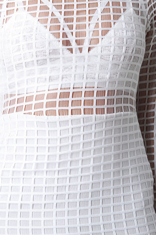 Mesh Grid Midi Dress