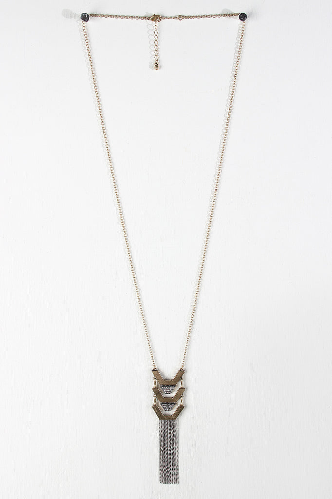 Tiered Matte Shapes Pendant Necklace