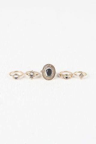 Etched Bezels Ring Set