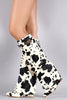 Cow Print Twist-Lock Fold Down Shaft Knee High Boots