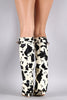 Cow Print Twist-Lock Fold Down Shaft Knee High Boots