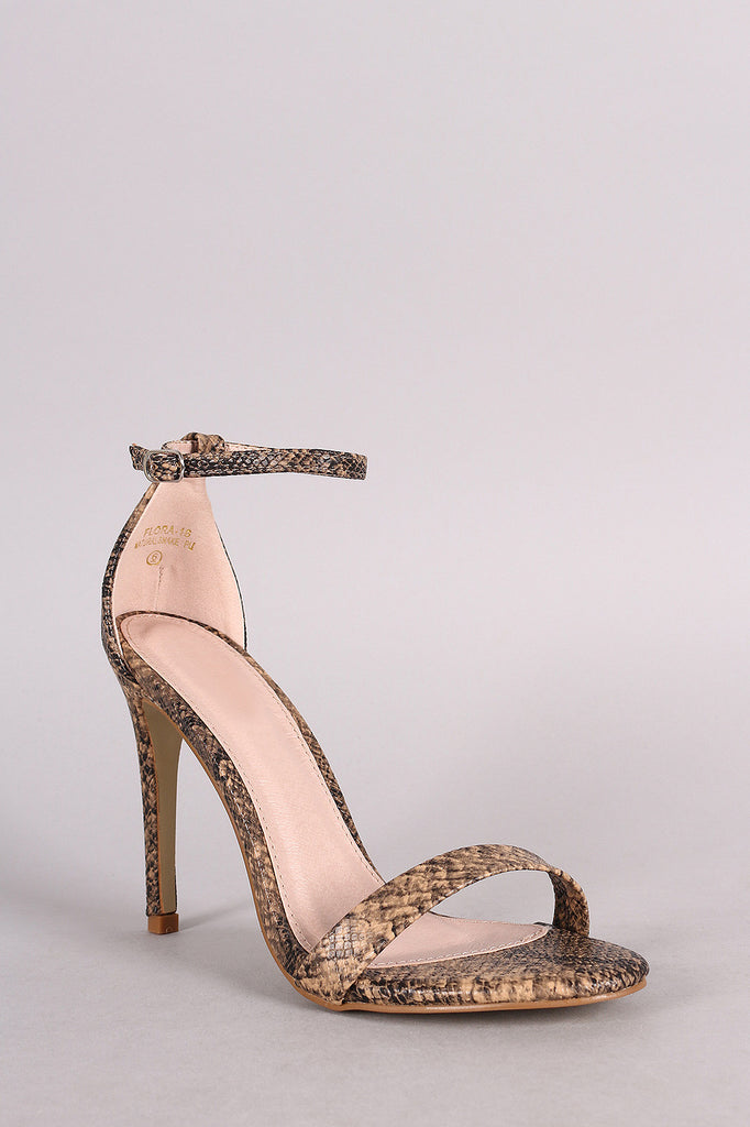 Snake Ankle Strap Open Toe Stiletto Heel