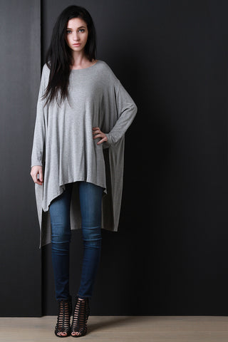 Dolman Sleeves Oversized Slit Top