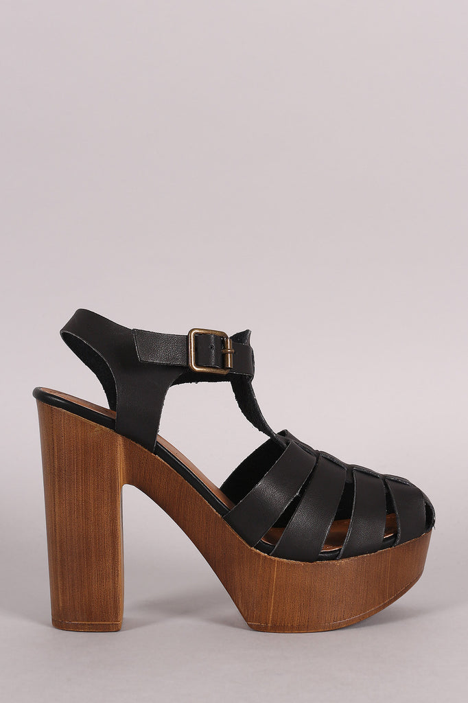 Yves Saint Laurent Wood Platform Sandals Brown Leather Size 38 Ankle S –  Celebrity Owned