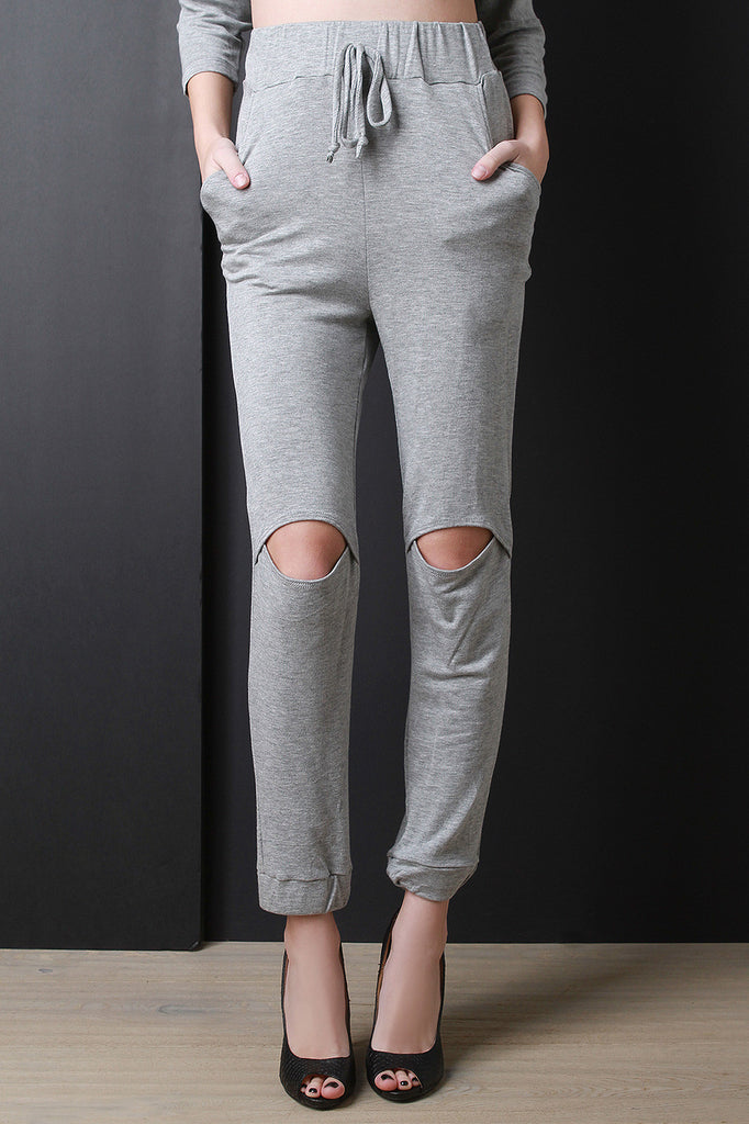 French Terry Knee Cutout Joggers