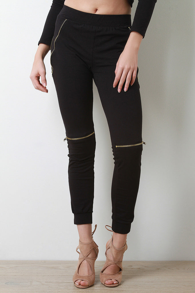 Zipper Accent Jogger Pants