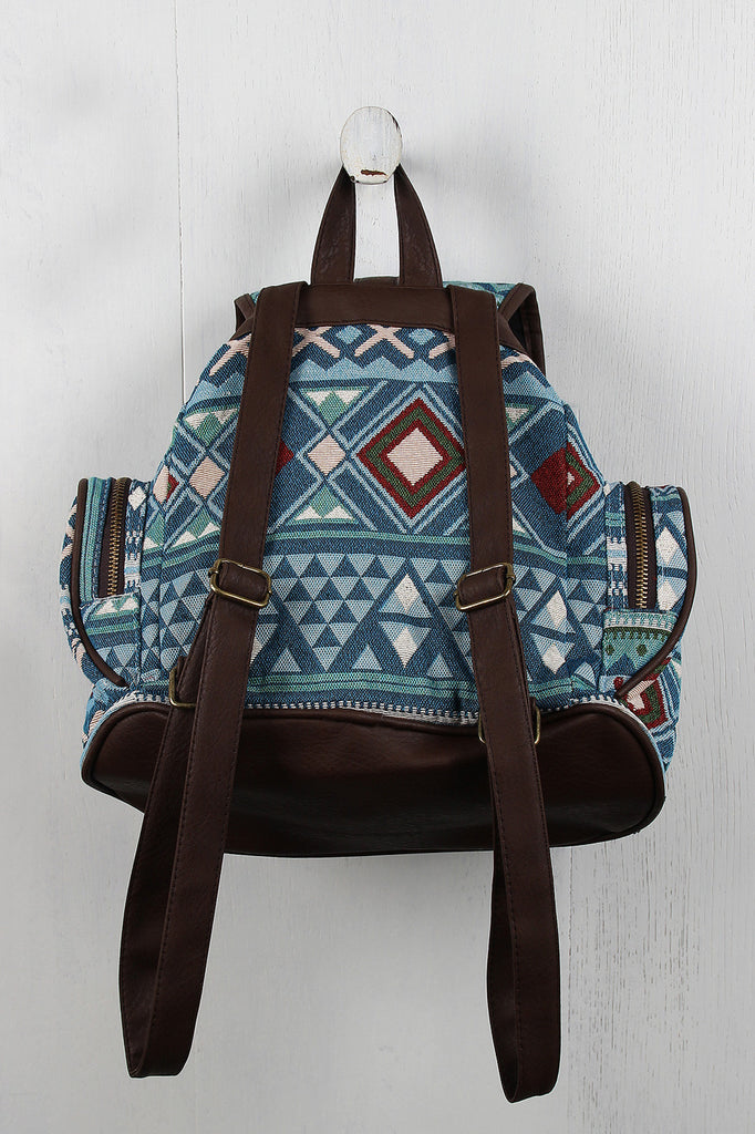 Geo Buckle Strap Zip Pocket Backpack