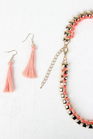 Tassel Rhinestone Gem Necklace