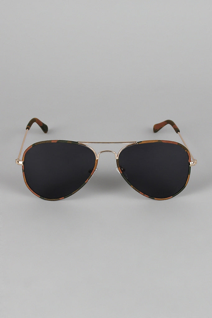 Multi-Tone Trim Aviator Sunglasses