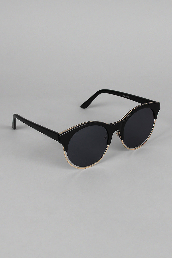 Semi-Rimless Round Lens Sunglasses