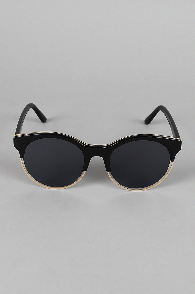 Semi-Rimless Round Lens Sunglasses