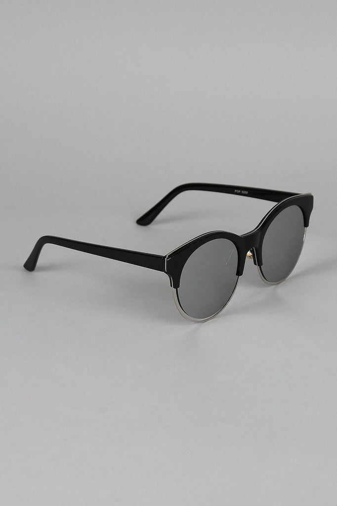 Semi-Rimless Round Lens Sunglasses