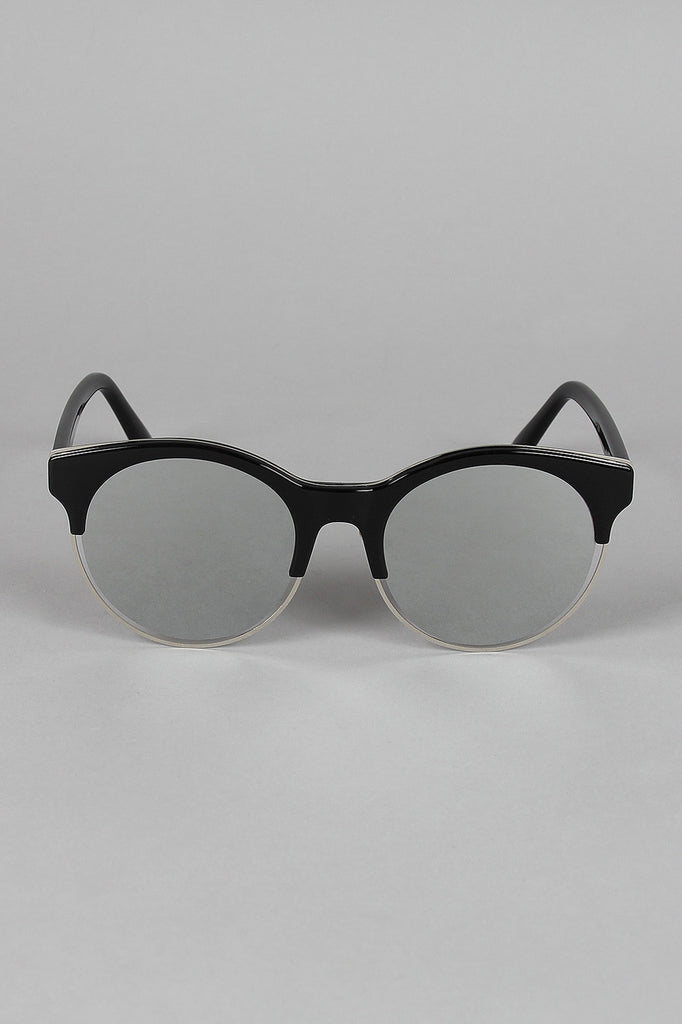 Semi-Rimless Round Lens Sunglasses