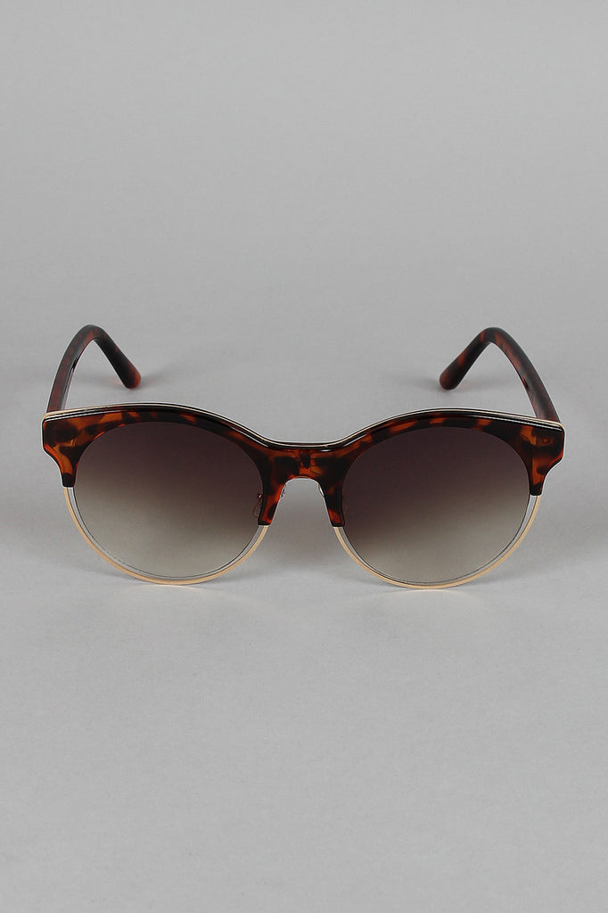 Semi-Rimless Round Lens Sunglasses