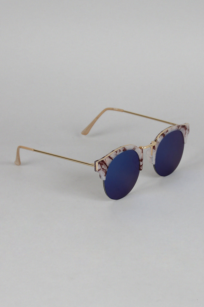 Marbled Effect Semi-Rimless Sunglasses