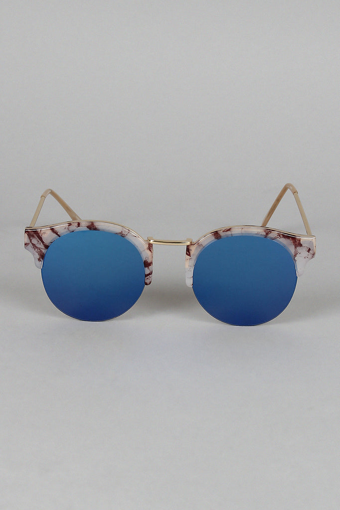 Marbled Effect Semi-Rimless Sunglasses