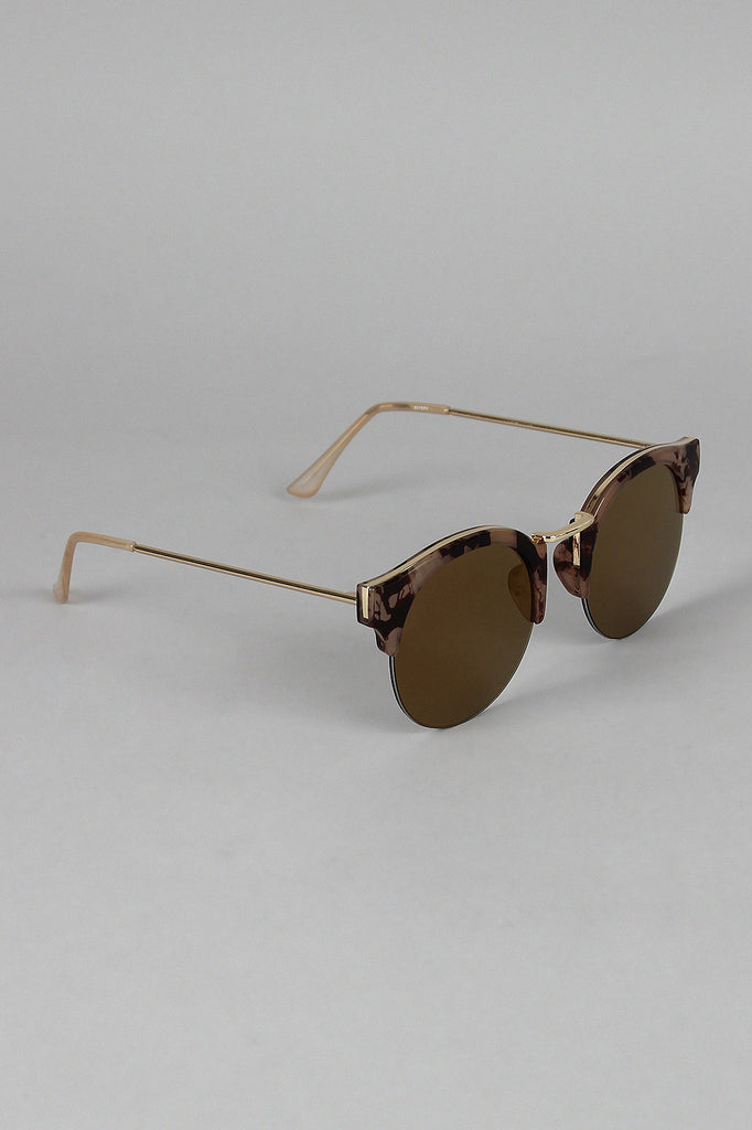 Marbled Effect Semi-Rimless Sunglasses