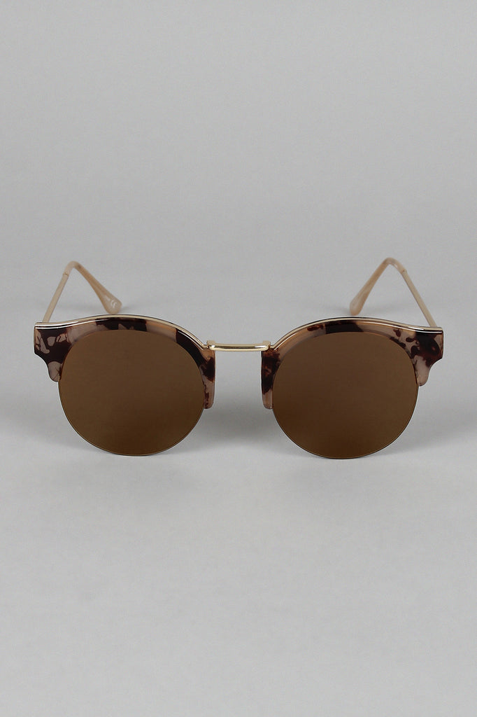 Marbled Effect Semi-Rimless Sunglasses