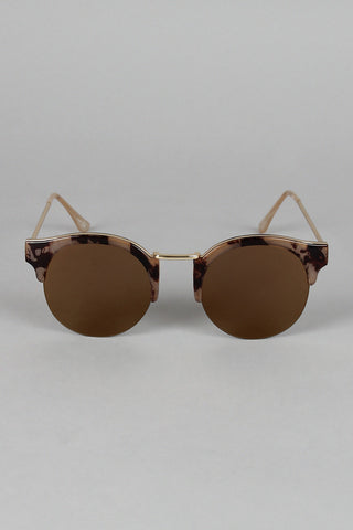 Marbled Effect Semi-Rimless Sunglasses