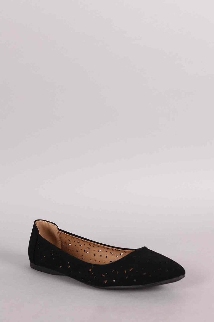 Spring Perforated Pointy Toe Flat