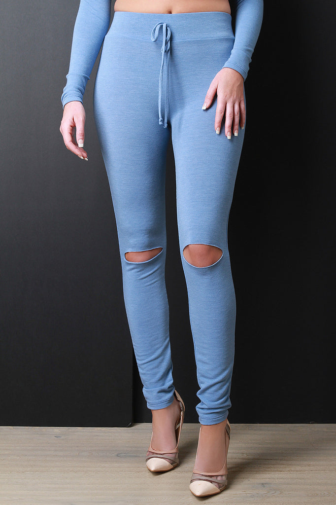 High Waist Slit Knee Leggings