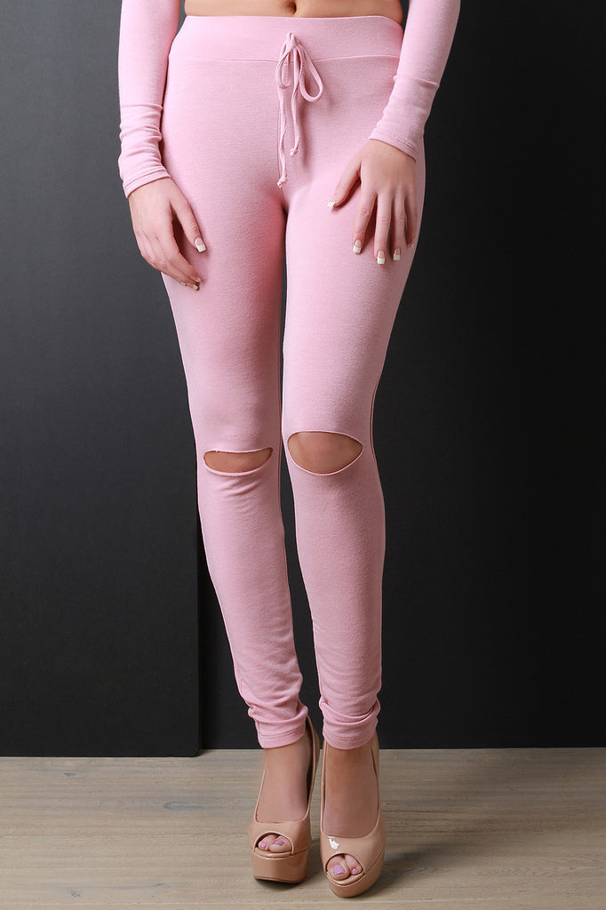 High Waist Slit Knee Leggings