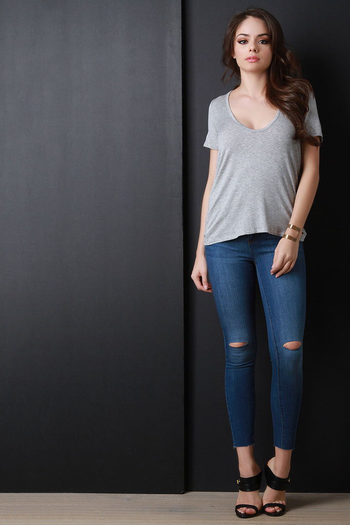 Scoop Neck Jersey Knit Tee