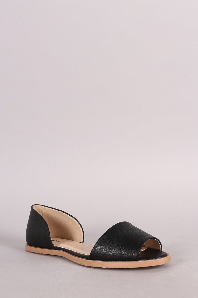 Qupid Peep Toe Slip On Dorsay Flat