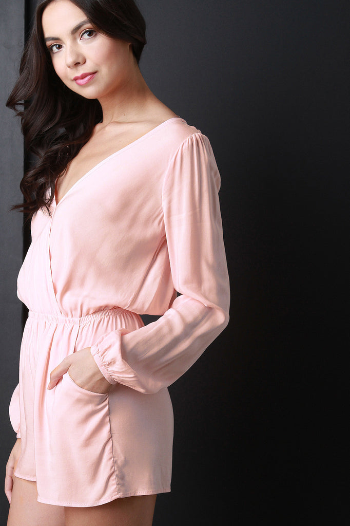 Surplice Bell Sleeves Romper