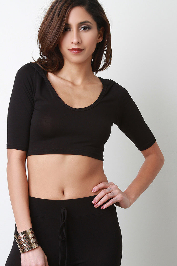 Jersey Knit Hoodie Crop Top