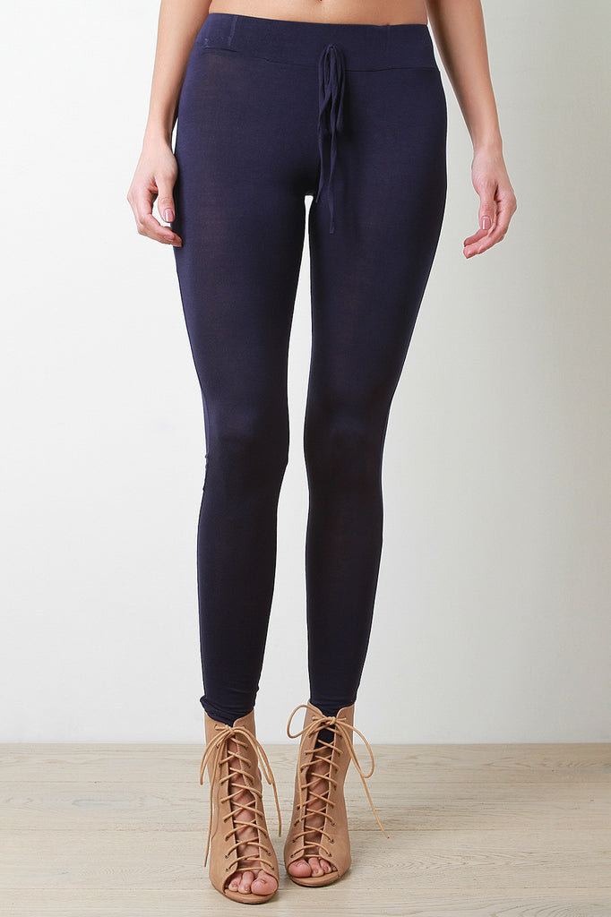 Jersey Knit Drawstring Leggings