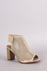 City Classified Perforated Peep Toe Chunky Heel