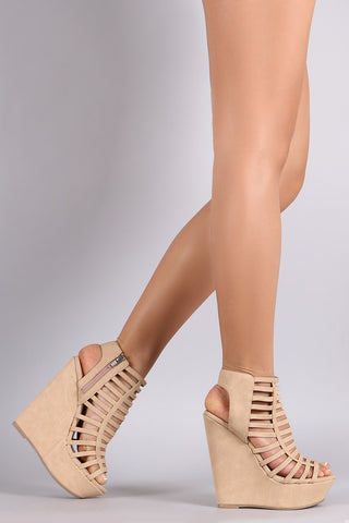 Delicious Strappy Cage Platform Wedge