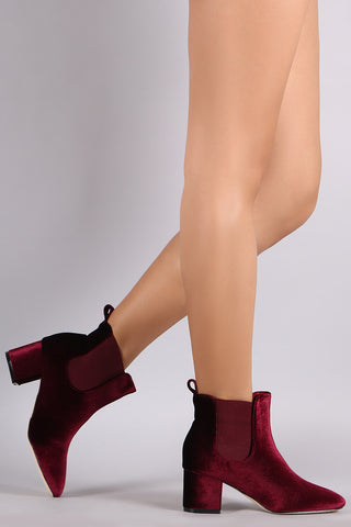 Elastic Gore Block Heeled Ankle Boots
