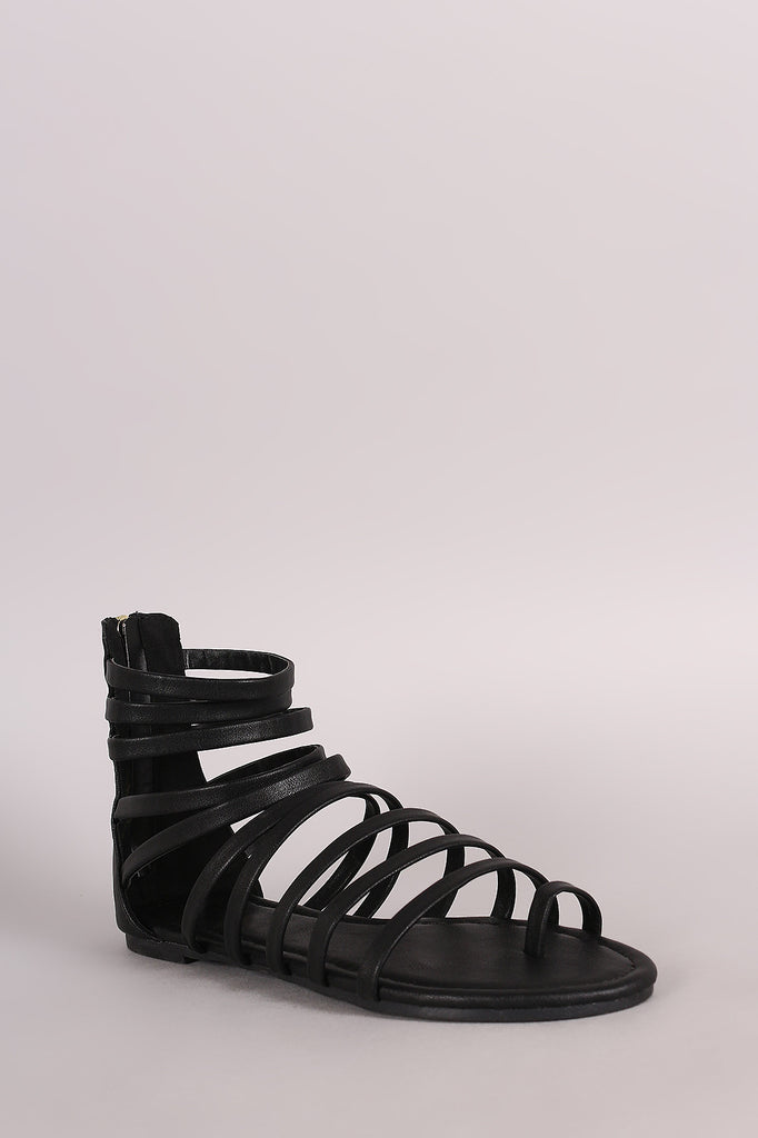 Liliana Caged Toe Ring Gladiator Flat Sandal