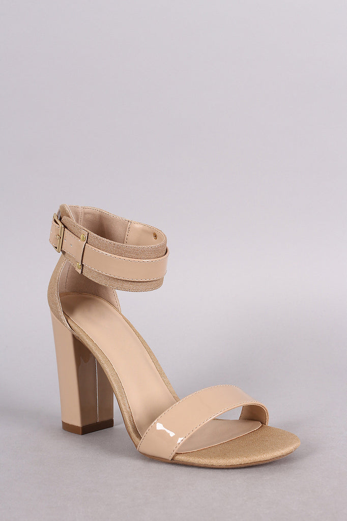 Open Toe Buckled Ankle Strap Heel