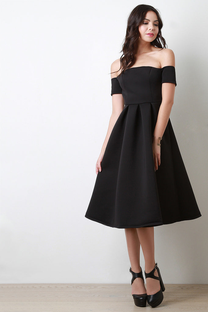 Off The Shoulder Skater Midi Dress