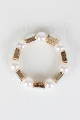 Faux Pearl And Square Bracelet