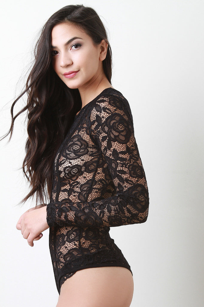 Floral Lace Long Sleeve Bodysuit