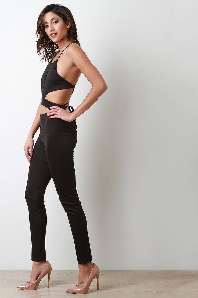 Keyhole Cut Out Midriff Jumpsuit