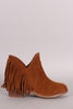 Qupid Curved Rear Fringe Booties