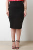 Elasticized Waist Pencil Midi Skirt