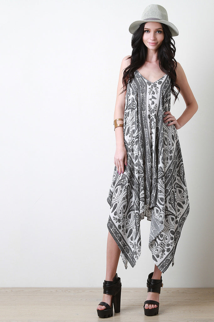 Paisley Handkerchief Hem Maxi Dress