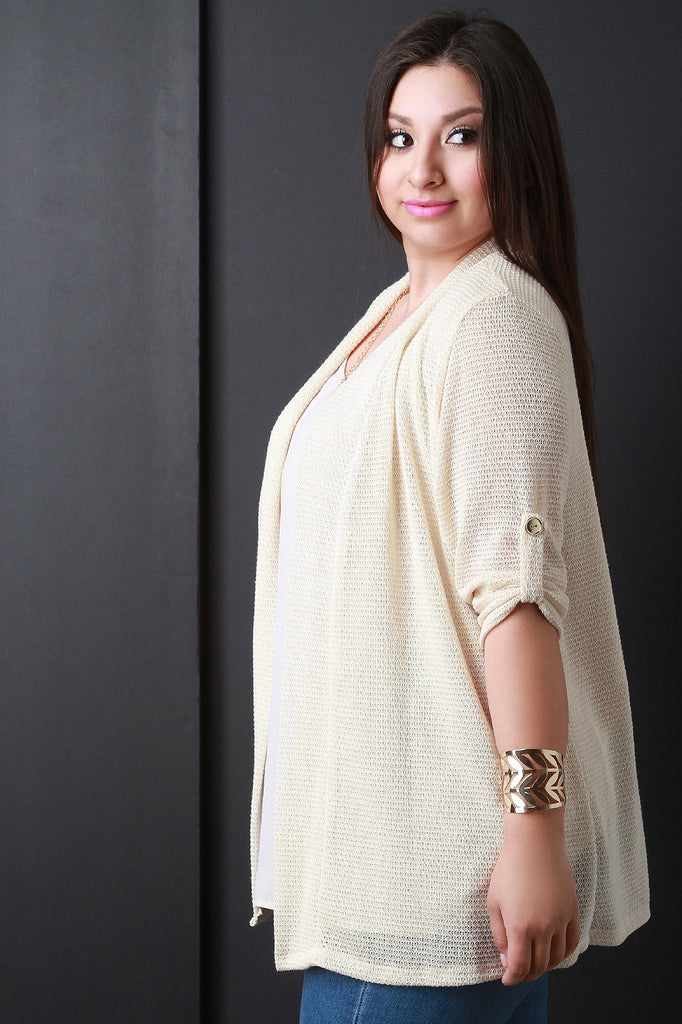 Three Quarter Sleeve Open Front Cardigan