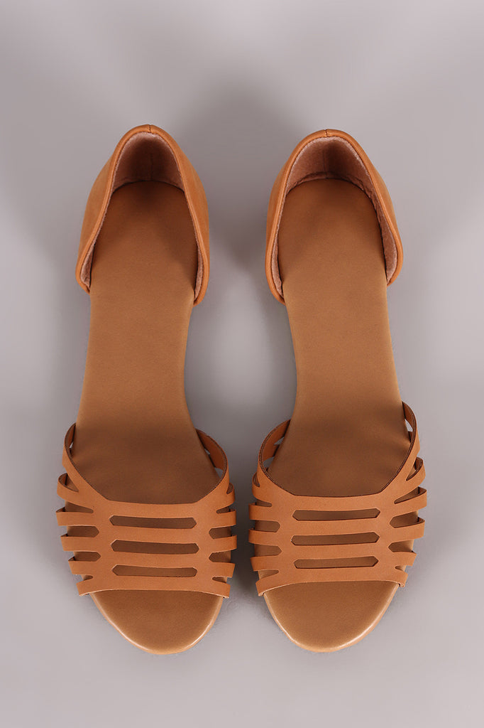 Breckelle Open Toe Cutout Dorsay Flat