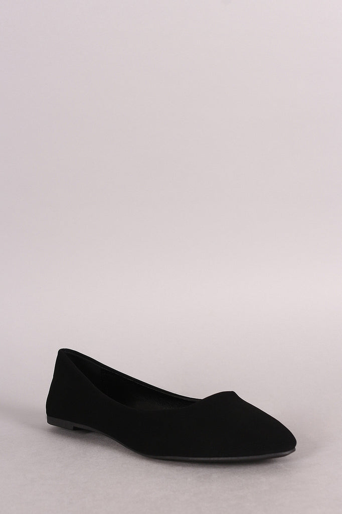 Soda Nubuck Pointy Toe Slip On Ballet Flat