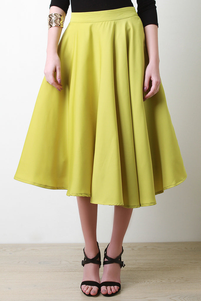 Satin A-Line Circle Midi Skirt