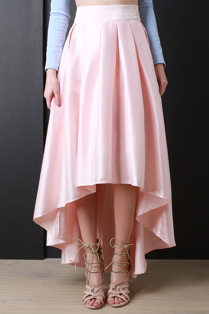 Satin Box Pleated Maxi Skirt