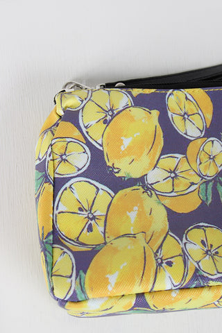 Lemon Print Zipper Wristlet