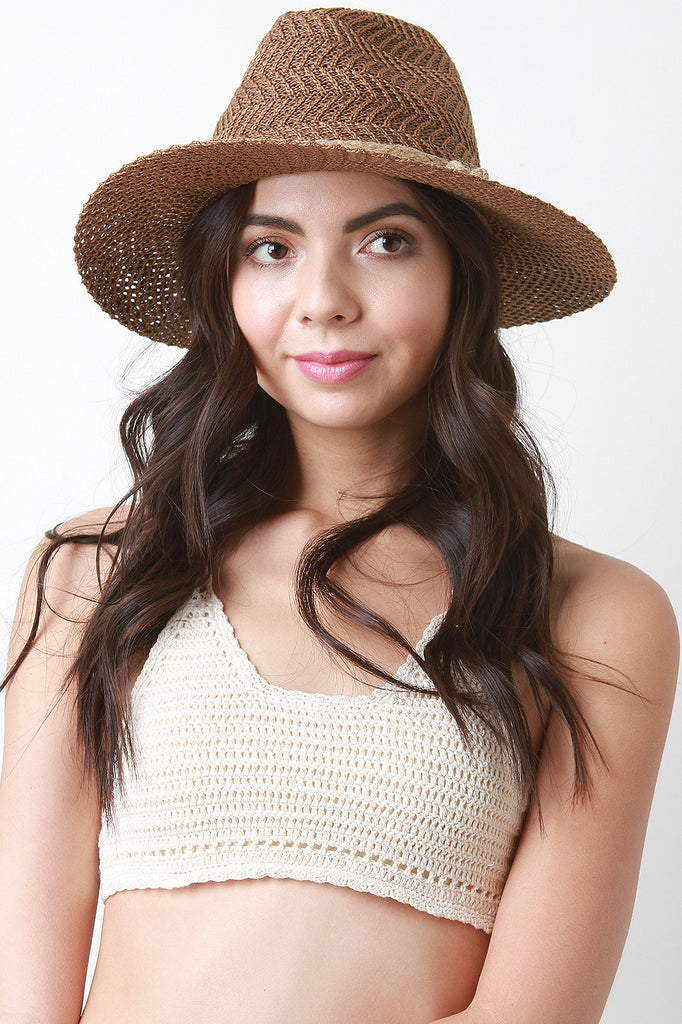 Faux Straw Braided Brim Hat